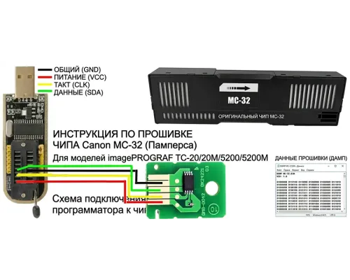 Дамп Eeprom чипа MC-32 (Maintenance Cartridge) для Canon